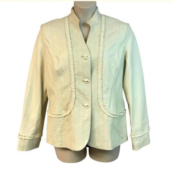 St. John Creme Leather Jacket XL